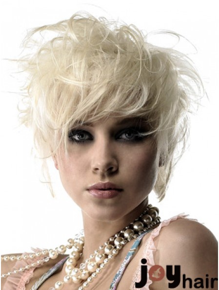 Lace Front Boycuts Short Wavy 8 inch Platinum Blonde Durable Fashion Wigs