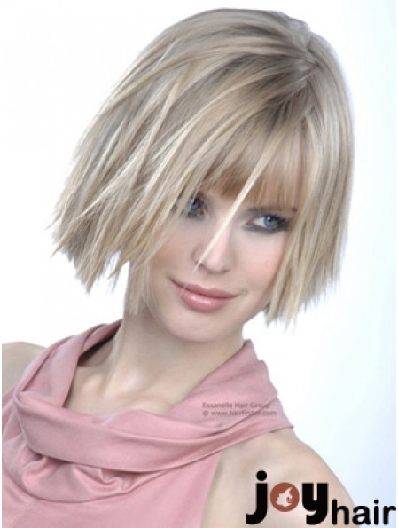 Monofilament Bobs Chin Length Straight 10 inch Platinum Blonde Good Fashion Wigs