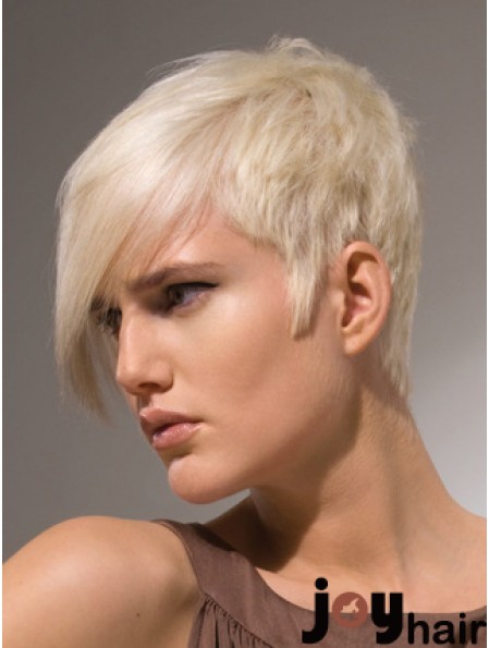 Capless Boycuts Short Straight 8 inch Platinum Blonde Stylish Fashion Wigs