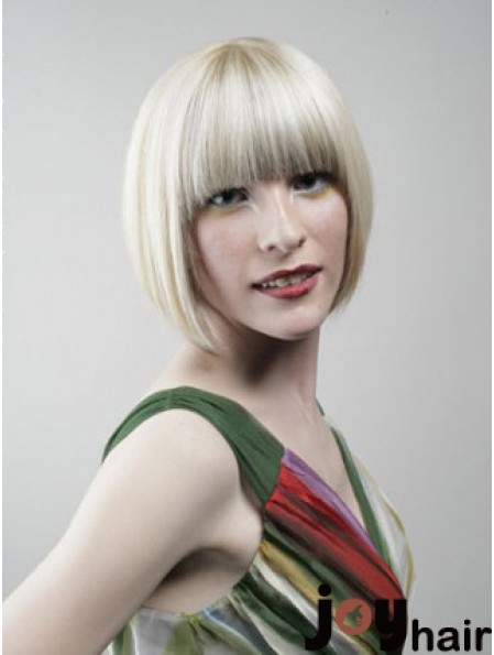 Full Lace Bobs Chin Length Straight 10 inch Platinum Blonde Designed Fashion Wigs