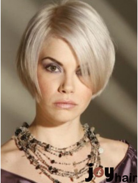 Capless Grey Short Straight 8 inch Platinum Blonde Amazing Fashion Wigs