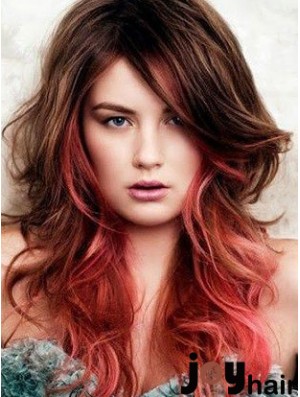 Great Ombre/2 Tone Long Wavy With Bangs 22 inch Human Lace Wigs