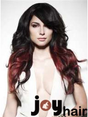 Stylish Ombre/2 Tone Long Wavy With Bangs 22 inch Human Lace Wigs