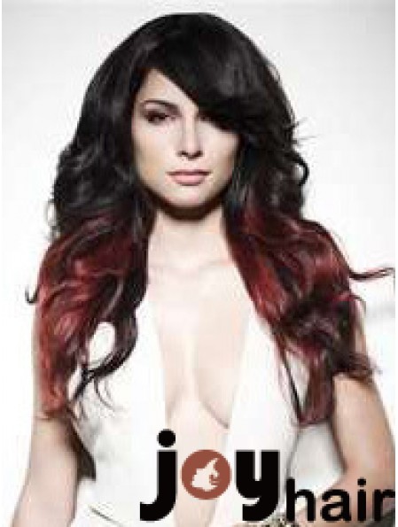 Stylish Ombre/2 Tone Long Wavy With Bangs 22 inch Human Lace Wigs