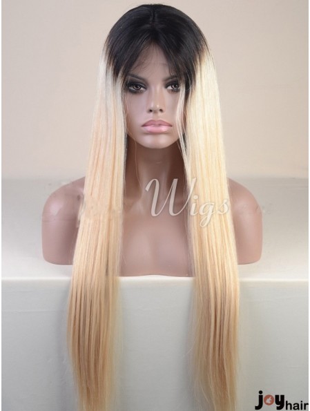 Long Ombre/2 Tone Straight Without Bangs Cheapest African American Wigs