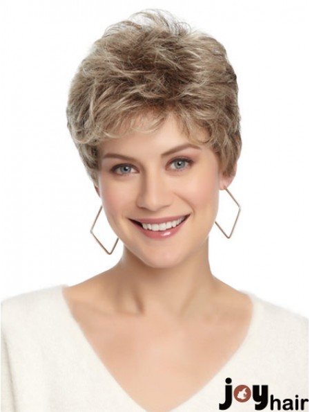 Synthetic Affordable Cropped Wavy Grey Wigs