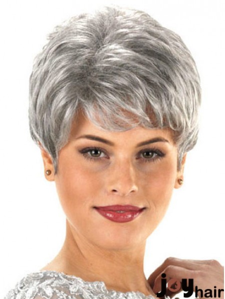 Synthetic Cheap Short Wavy Grey Wigs