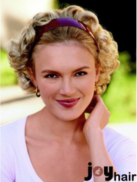 Short Curly Blonde Top Synthetic Half Wigs