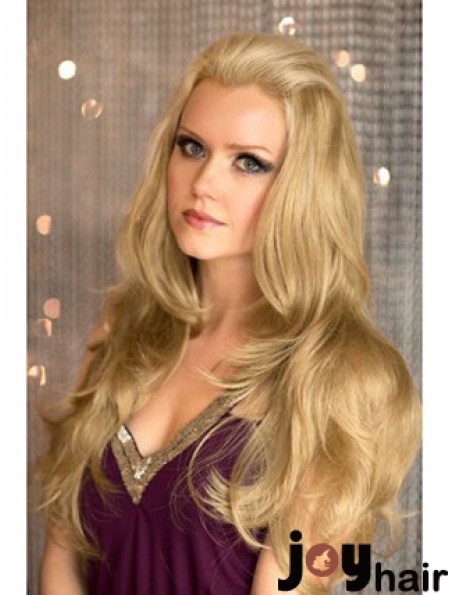 Long Wavy Blonde Comfortable Synthetic Half Wigs