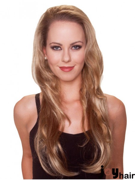 Long Straight Blonde Stylish Synthetic Half Wigs