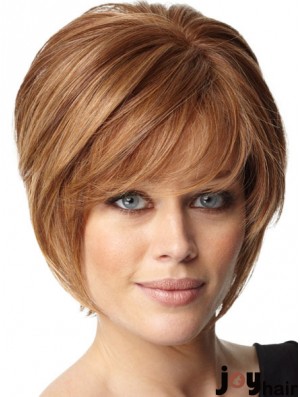 Auburn Straight Chin Length Bobs Capless Cheap Ladies Wigs UK