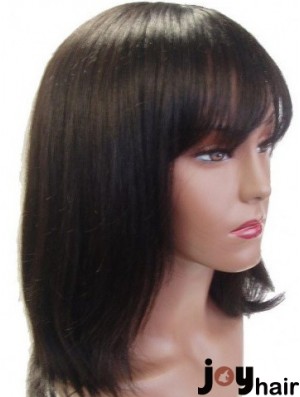 Brown Straight Shoulder Length With Bangs Capless Cheap Wigs Online UK