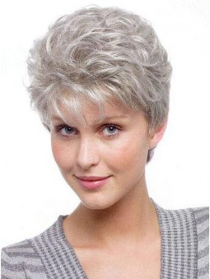 Durable Short Grey Wig For Old Women