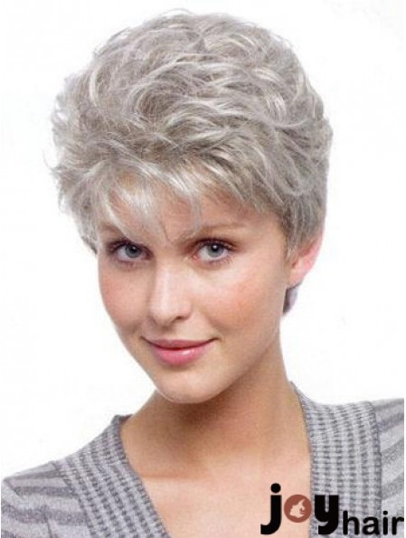 Durable Short Grey Wig For Old Women