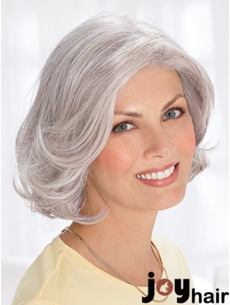 Grey Short Wig Remy Human Wavy Style Chin Length With Capless