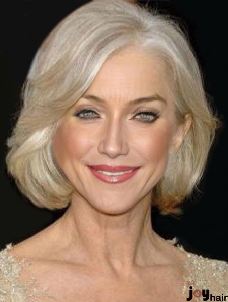 Lace Front Wig Grey Hair Wavy Wig UK Chin Length For Sale