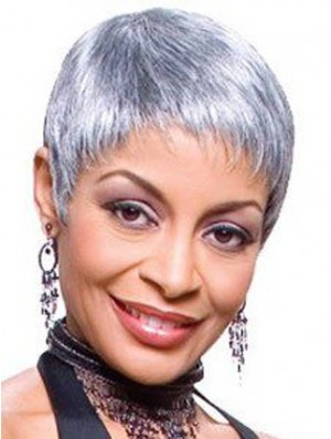 Straight Lace Front 8 inch Flexibility Short Grey Wigs