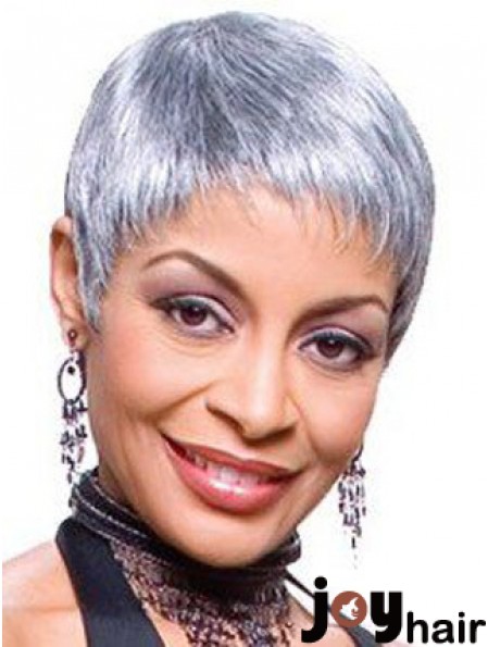 Straight Lace Front 8 inch Flexibility Short Grey Wigs