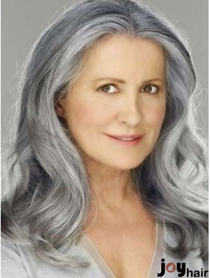 Shoulder Length Grey Wig Lace Front Wavy Human Hair Wig 16 Inch