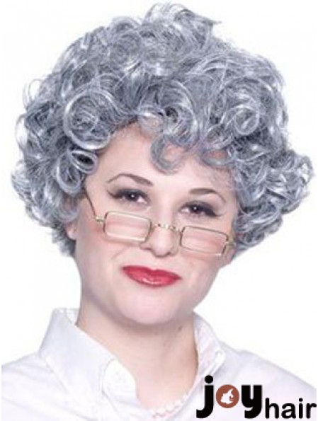 Curly Lace Front 8 inch Best Short Grey Wigs