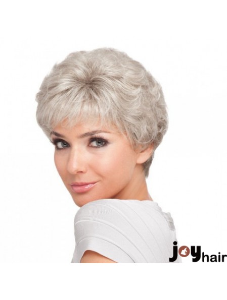 Short Hair Style For Older Ladies With Synthetic Capless Grey Cut