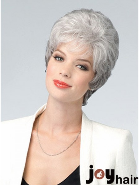 Lace Front Wig Grey Cut Wavy Style Short Length With Remy