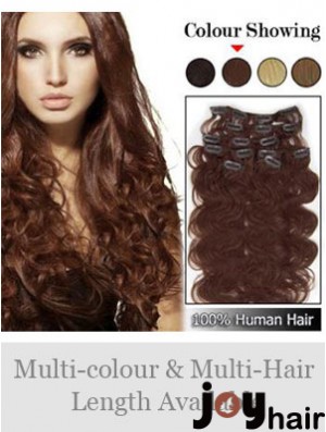 High Quality Auburn Wavy Remy Human Hair Clip In Hair Extensions