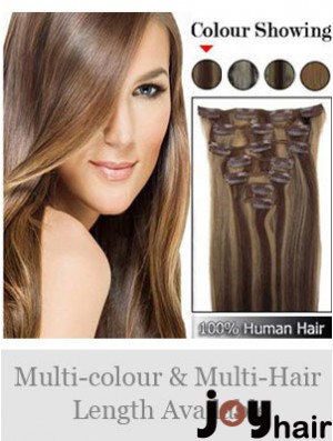 Beautiful Brown Straight Remy Human Hair Clip In Hair Extensions