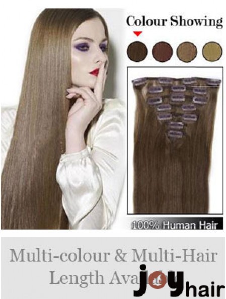 Best Brown Straight Remy Human Hair Clip In Hair Extensions