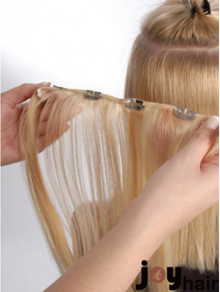 Hair Extension Clips Remy Straight Style Blonde Color