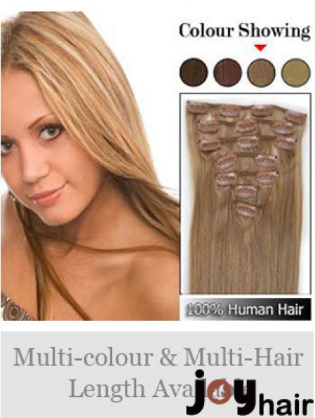 Soft Blonde Straight Remy Human Hair Clip In Hair Extensions