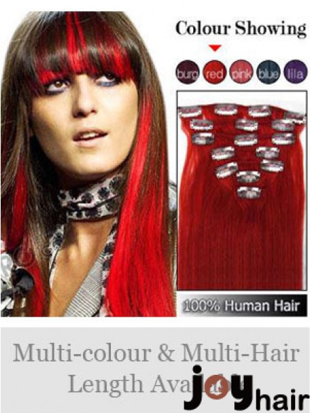 Top Red Straight Remy Human Hair Clip In Hair Extensions