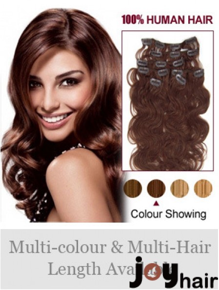 Online Auburn Wavy Remy Human Hair Clip In Hair Extensions