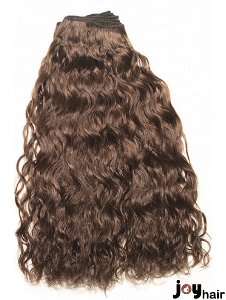 Curly Remy Human Hair Brown Top Weft Extensions