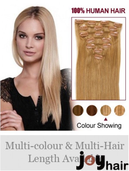 Top Blonde Straight Remy Human Hair Clip In Hair Extensions