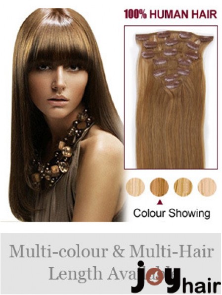 Hairstyles Brown Straight Remy Human Hair Clip In Hair Extensions