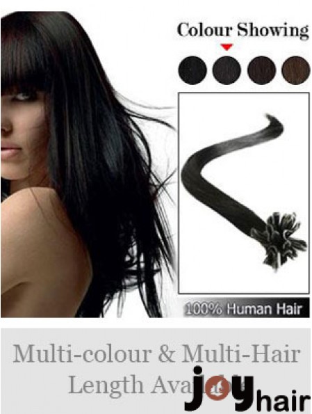 Black Straight Sleek Nail/U Tip Hair Extensions