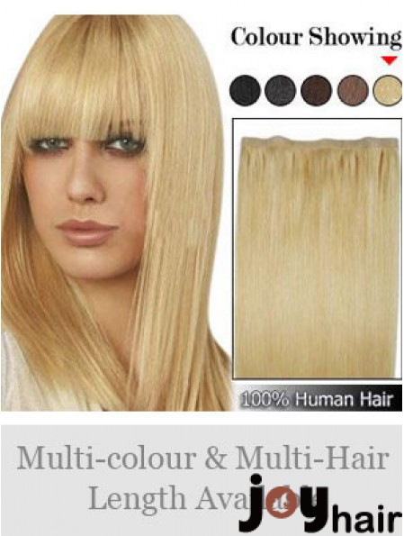 Straight Remy Human Hair Blonde Suitable Weft Extensions