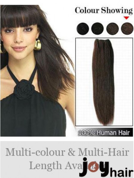 Straight Remy Human Hair Brown Durable Weft Extensions