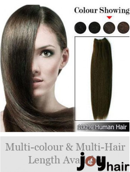 Straight Remy Human Hair Brown Soft Weft Extensions