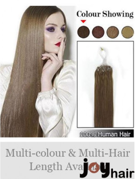 Fabulous Brown Straight Micro Loop Ring Hair Extensions