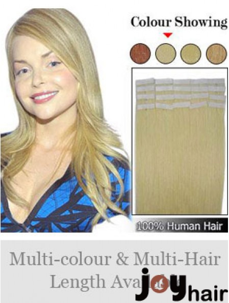 Blonde Straight Fashionable Remy Human Hair Tape In Hair Extensions