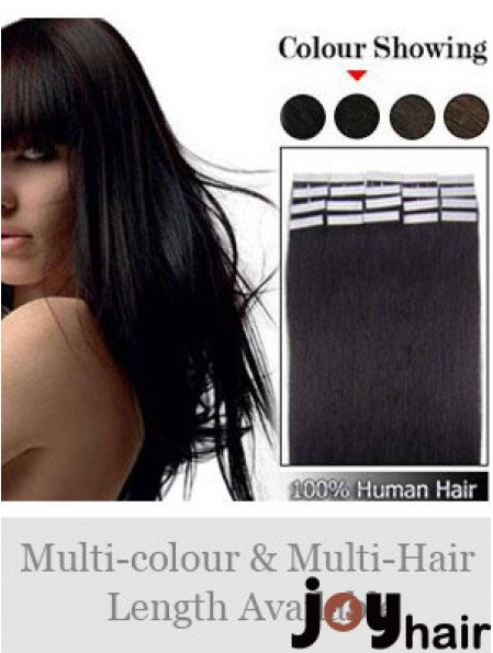 Black Straight Soft Remy Human Hair Tape In Hair Extensions