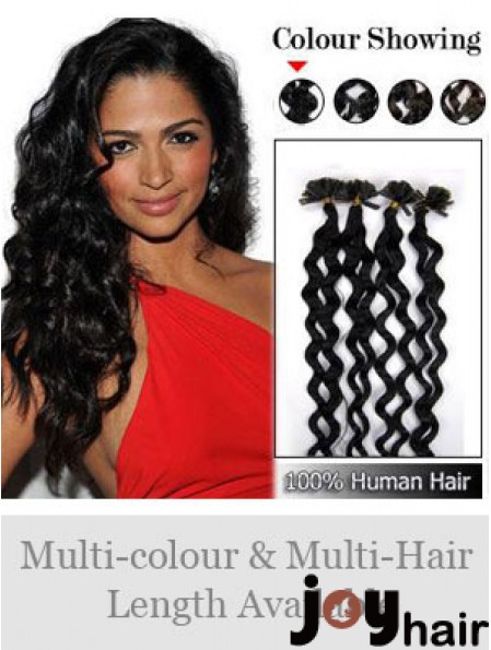 Black Curly New Nail/U Tip Hair Extensions