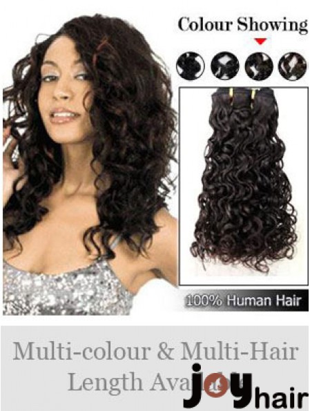 Curly Remy Human Hair Black Modern Weft Extensions