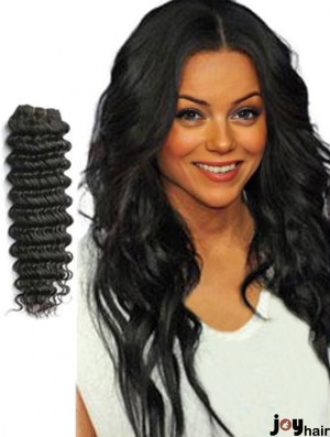 Wavy Remy Human Hair Black Flexibility Weft Extensions