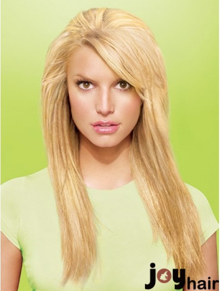 Sleek Blonde Straight Synthetic Clip In Hair Extensions