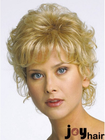 Short Curly Blonde Flexibility Synthetic Half Wigs