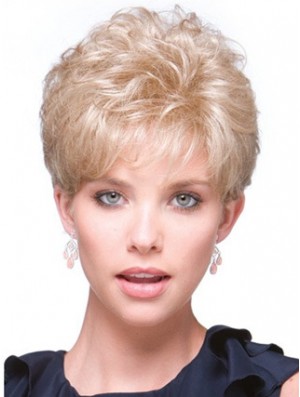 Short Curly Blonde Fabulous Synthetic Half Wigs