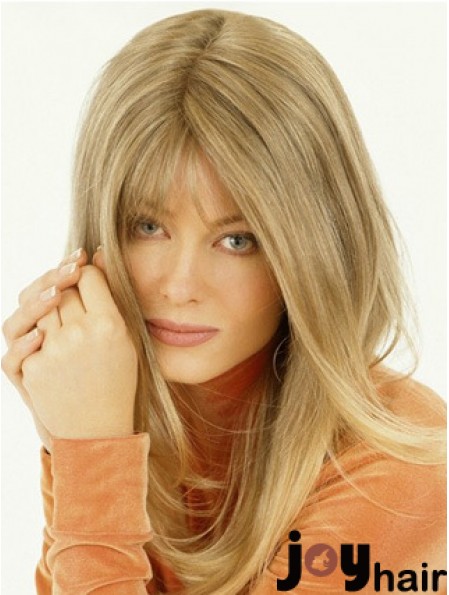 Wig Falls Long Length Straight Style Blonde Color